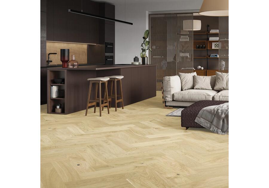 Zdjęcie: deska barlinecka dąb bianco jodełka klasyczna 180 lakier mat 1-lamelowy 14x180x725 mm