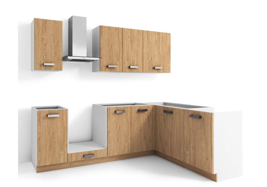Zdjęcie: zestaw mebli kuchennych bari 240x180 cm l/p płyta laminowana dąb kamienny cichy domyk blum